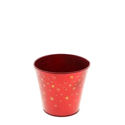 Zink Übertopf Stern rott D13cm H12cm