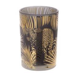 Glas Teelicht Leopard gold D12cm H18cm