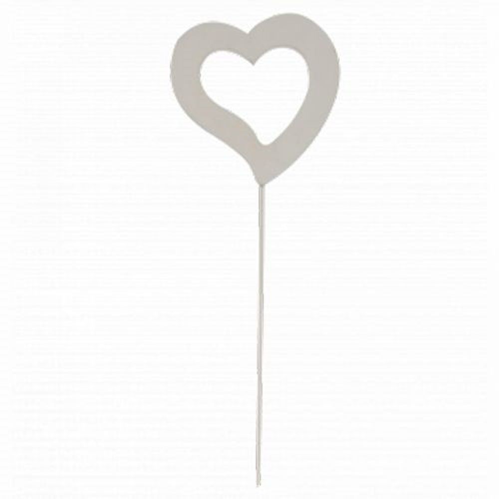 Herz auf Stab offen weiss L50cm D07cm