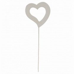 Herz auf Stab offen weiss L50cm D07cm