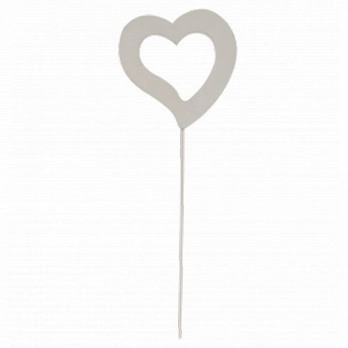 Herz auf Stab offen weiss L50cm D07cm