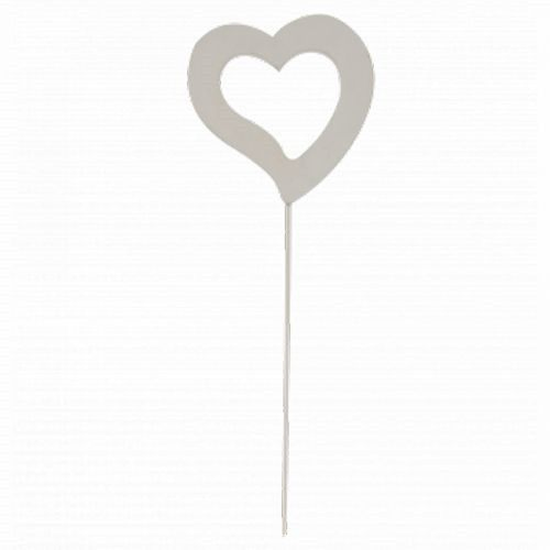 Herz auf Stab offen weiss L50cm D07cm