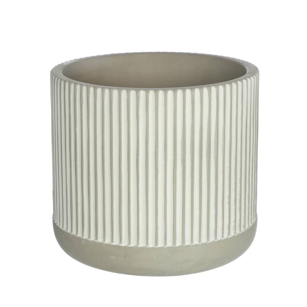 Keramik Übertopf Lines grau D14cm H12.5cm