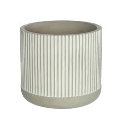 Keramik Übertopf Lines grau D14cm H12.5cm