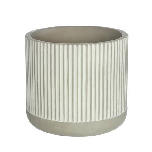 Keramik Übertopf Lines grau D14cm H12.5cm