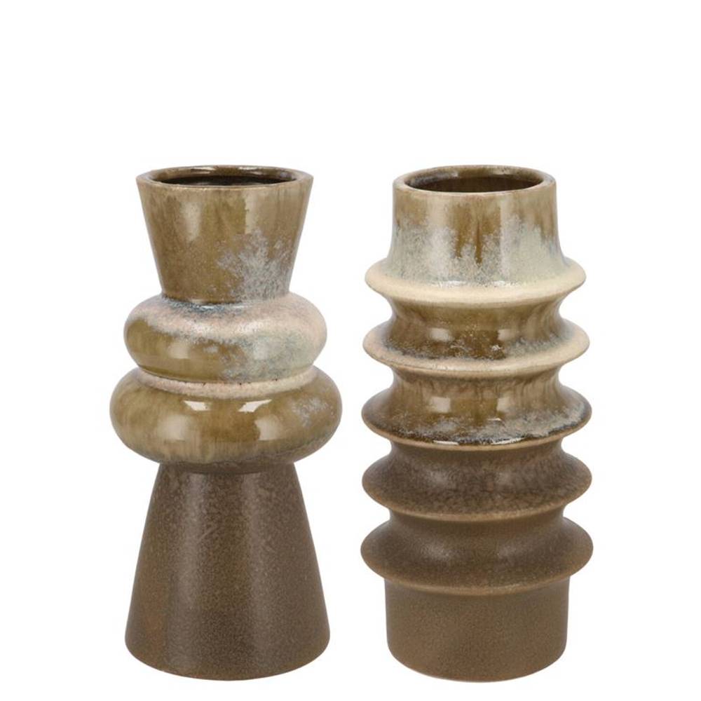 Keramik Vase Dion mix braun 11x11x22cm