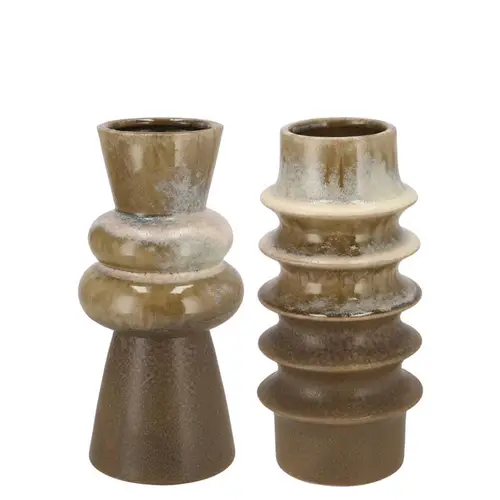 Keramik Vase Dion mix braun 11x11x22cm