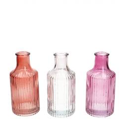 Glas Flasche Alex mix rosa D06cm H12.5cm