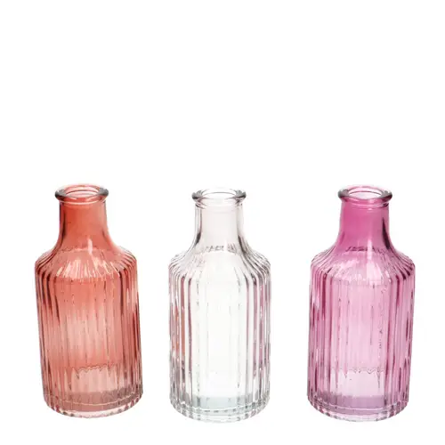 Glas Flasche Alex mix rosa D06cm H12.5cm