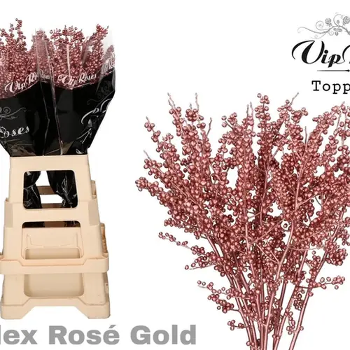 Ilex rose/gold gefärbt 70cm