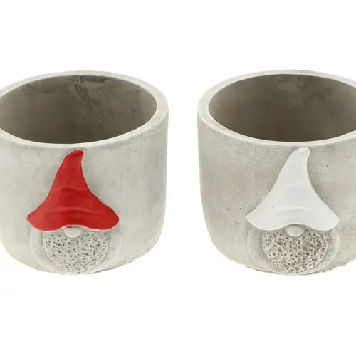 Übertopf Gnom 2/Ass grau D16.5cm H11.5cm