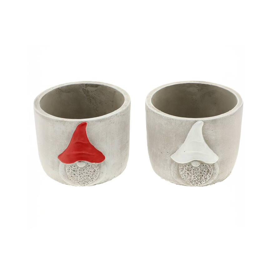 Keramik Übertopf Gnom mix grau D16.5cm H11.5cm
