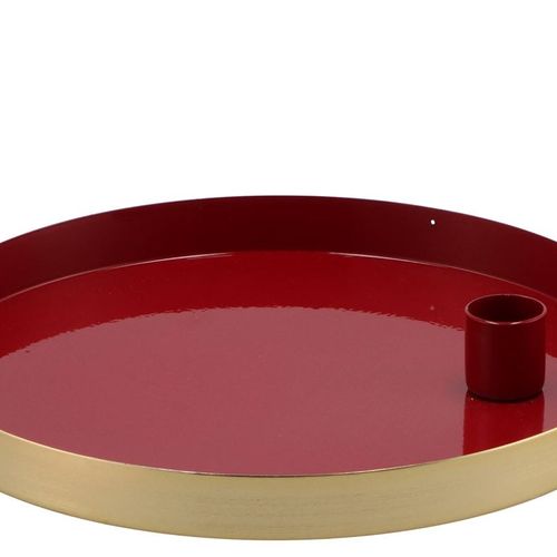 Kerzenständer Teller rot 22x2,5cm