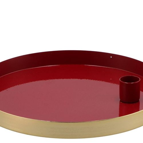 Kerzenständer Teller rot 22x2,5cm