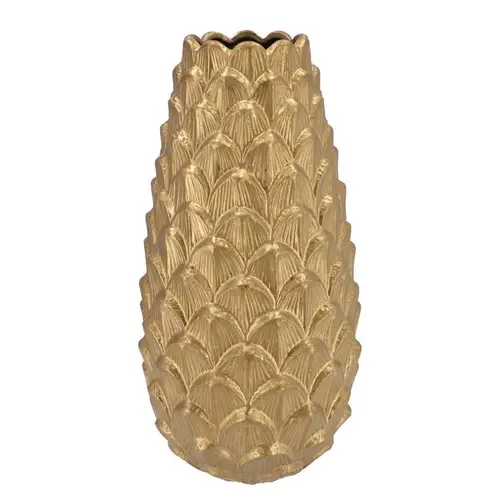 Keramik Vase Tannenzapfen gold 26x50cm