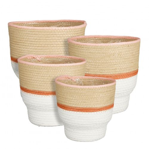 Korb Darcy orange/weiss 4/Set D25cm H25cm