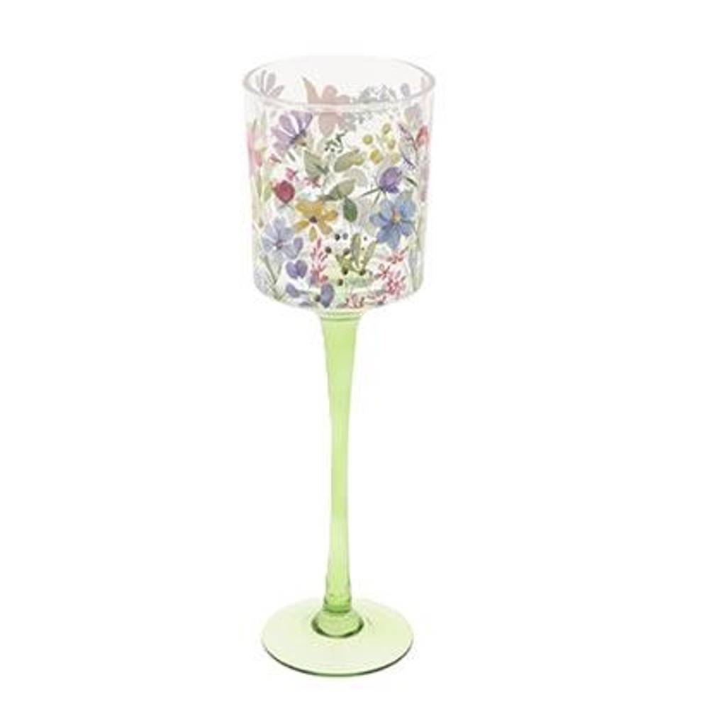 Glas Teelicht Blüte D09cm H30cm