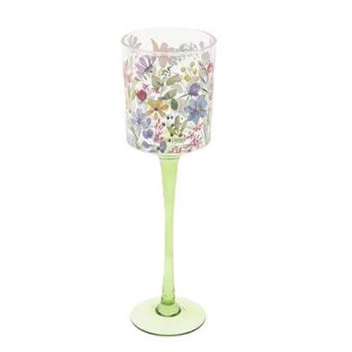 Glas Teelicht Blüte D09cm H30cm