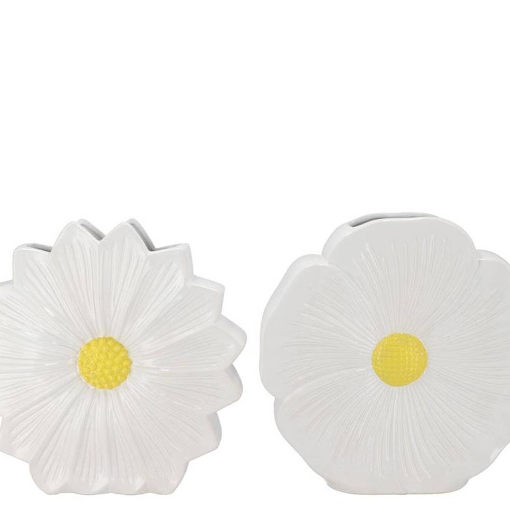 Keramik Vase Daisy Bloom mix weiss 30x09x30cm