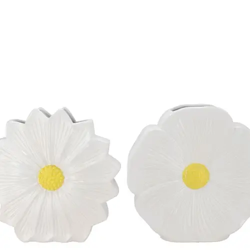 Keramik Vase Daisy Bloom mix weiss 30x09x30cm