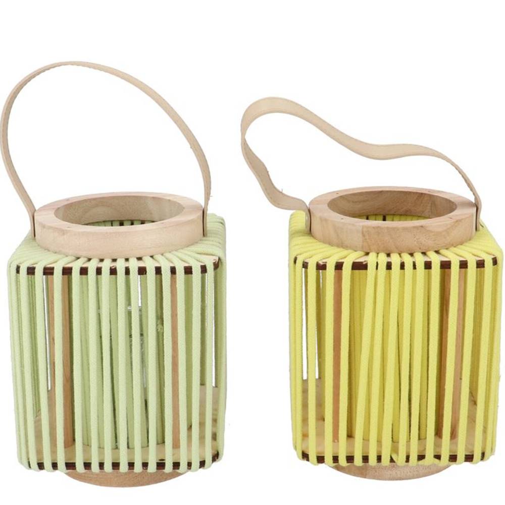 Laterne Cruz Viereck mix gelb/grün 13x16x20cm