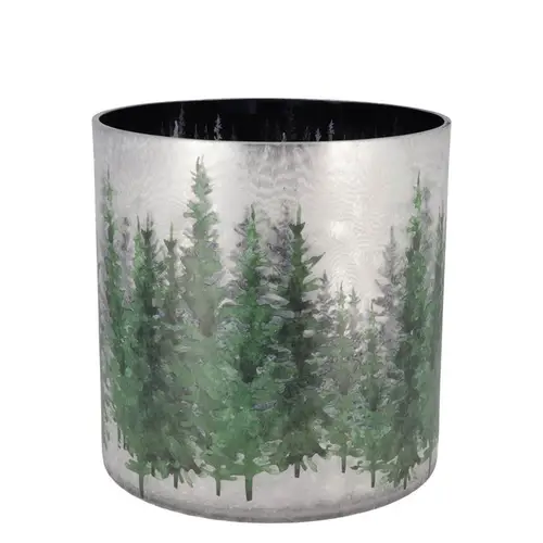 Glas Teelicht Ruby Wald silber 15×15cm