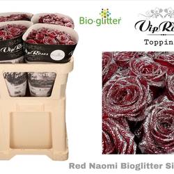 Rose rot Red Naomi Bio Glitter silber 70cm