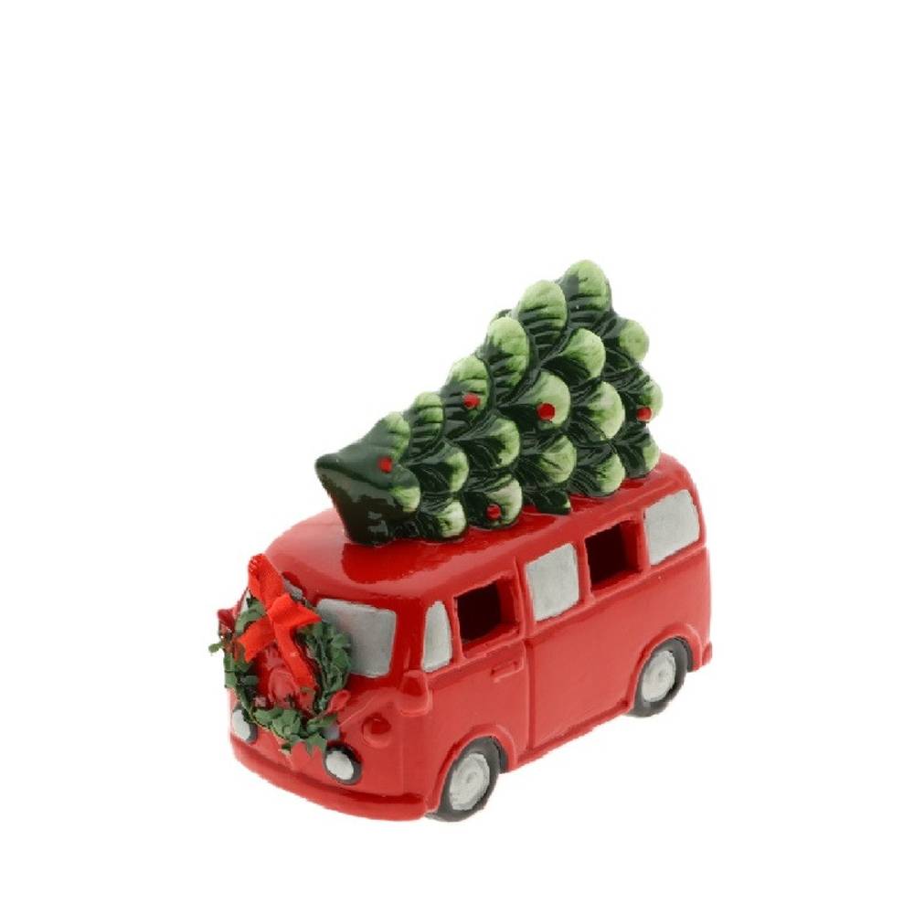 LED Bus+Baum rot 13.5x06.5x11.5cm