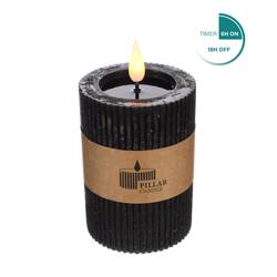 LED Stumpfkerze schwarz D07cm H10cm ex.AAA inkl.Dimmer