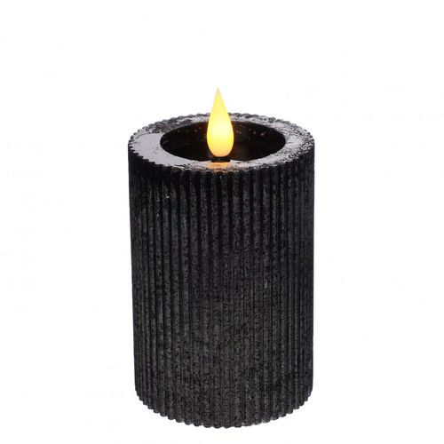 LED Stumpfkerze schwarz D07cm H10cm ex.AAA