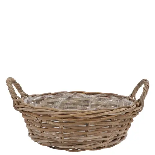 Korb Henkel Rotan braun D25cm H13cm