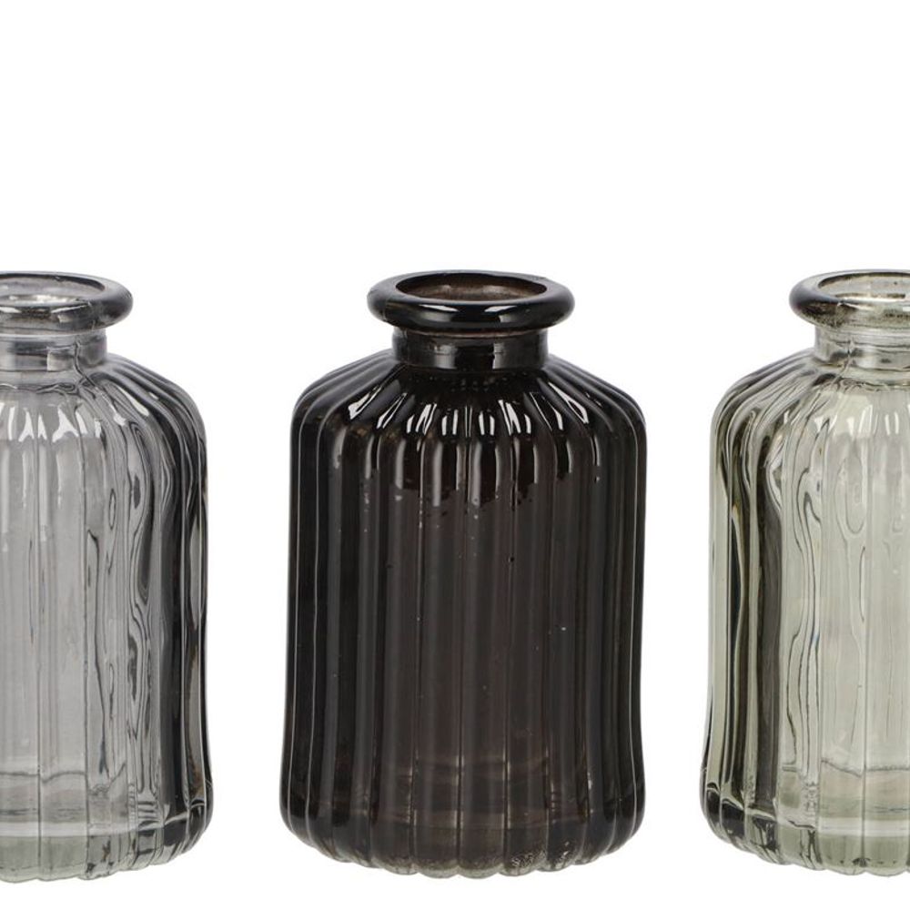 Glas Flasche Karakum grau mix D06cm H10cm