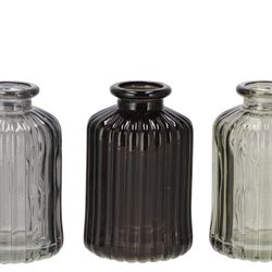 Glas Flasche Karakum grau mix D06cm H10cm