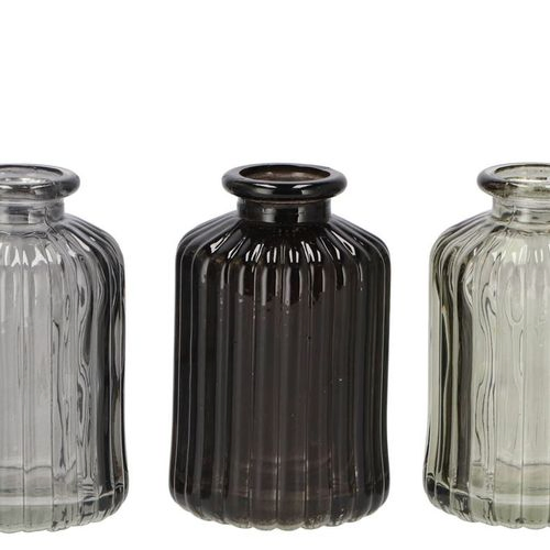 Glas Flasche Karakum grau mix D06cm H10cm