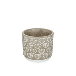 Keramik Stein Übertopf Herz grau D14cm H13cm