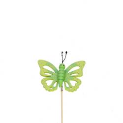 Schmetterling auf Stab grün L12cm 07cm