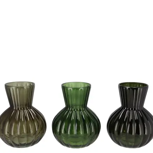 Glas Vase Feline mix grün D14cm H17cm