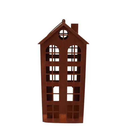 Deko Teelichthalter Haus Rost D23cm H40cm