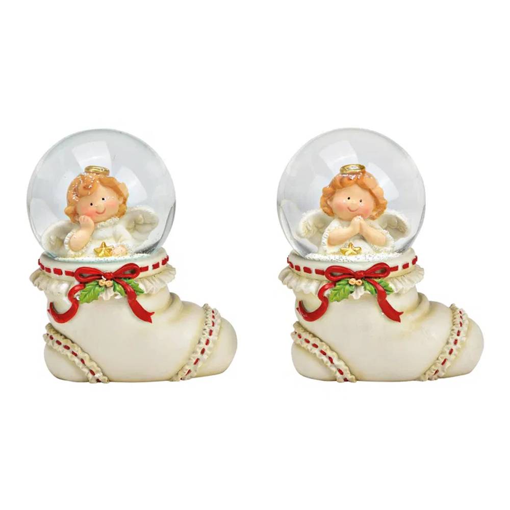 Schneekugel Engel aus Poly 2/Set 09x11x07cm