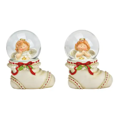 Schneekugel Engel aus Poly 2/Set 09x11x07cm