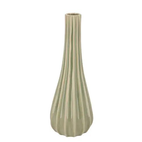 keramik Vase Gia Stripes grün 14x14x36cm