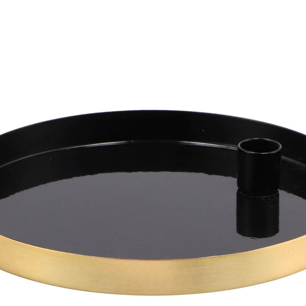 Kerzenständer Teller schwarz 22x2,5cm