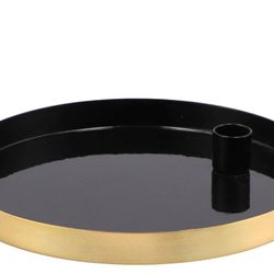 Kerzenständer Teller schwarz 22x2,5cm