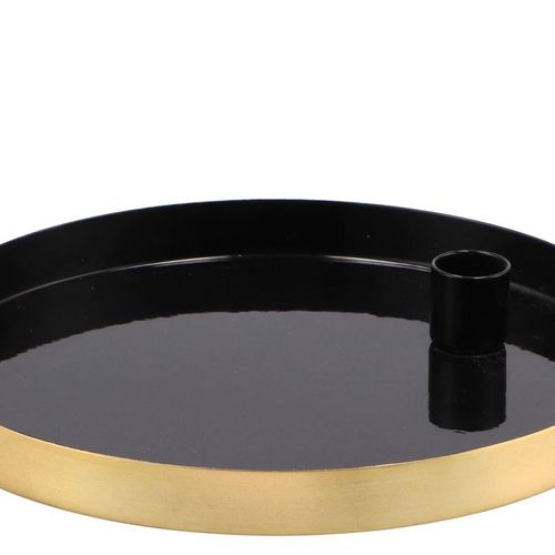 Kerzenständer Teller schwarz 22x2,5cm