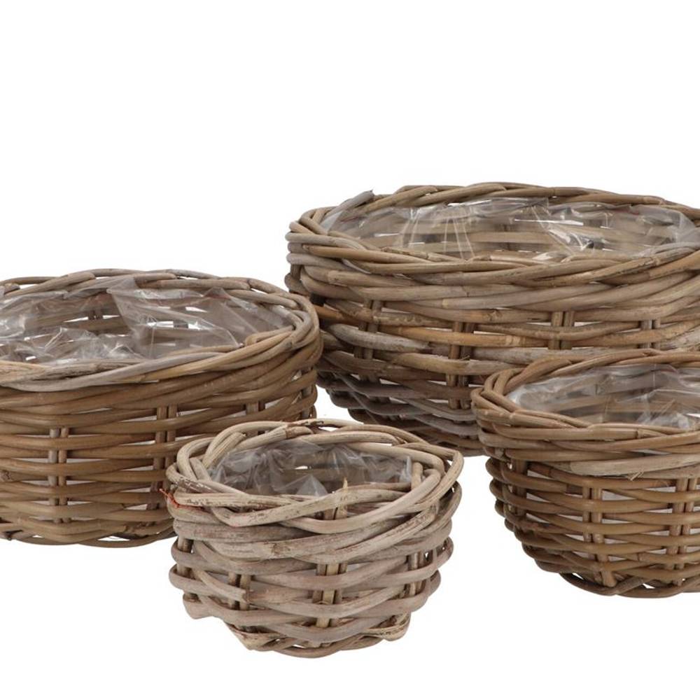 Korb Rattan braun 4/Set D13/19/26/32cm