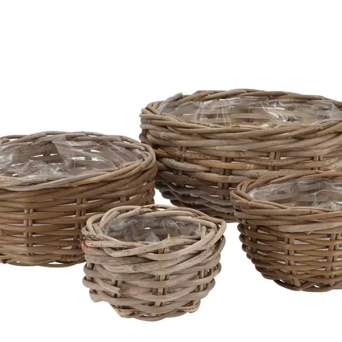 Korb Rattan braun 4/Set D13/19/26/32cm