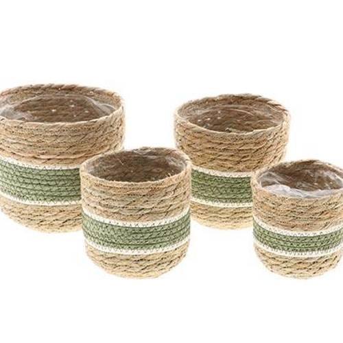 Korb Nora 4/Set natur grün D18cm H18cm