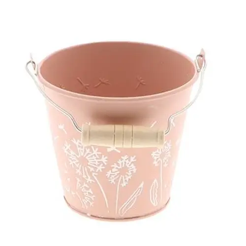 Zink Eimer Blume lachs D11cm H10cm