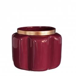 Keramik Übertopf Pouff weinrot D15.5cm H12cm