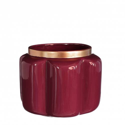 Keramik Übertopf Pouff weinrot D15.5cm H12cm